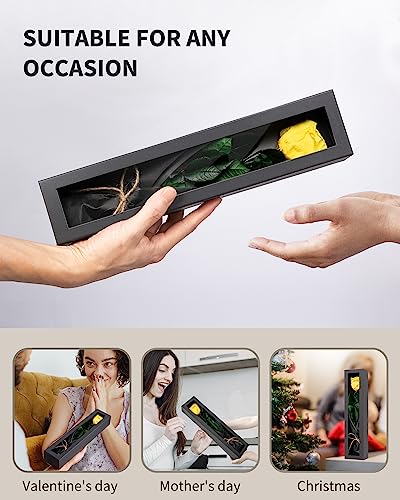 Yellow Flowers for Delivery Prime, Preserved Yellow Roses Flower Gifts for Women, Real Roses Single Rose Gifts for Her, Mom Birthday Gifts from Daughter,, Valentines Flowers - color: 16-yellow