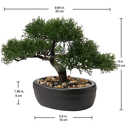 Artificial Bonsai Tree Juniper Faux Plants Indoor Small Fake Plants Decor with Ceramic Pots for Home Table Office Desk Bathroom Shelf Bedroom Living Room Farmhouse Decorations - style: Japanese