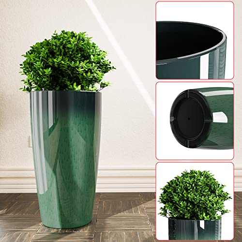 QCQHDU 21 inch Tall Planters for Outdoor & Indoor Plants, 2 Pack Sturdy Plant-Flower-Tree Pots for Front Porch Patio Deck Living Room Decor - color: Green, size: 21 inch