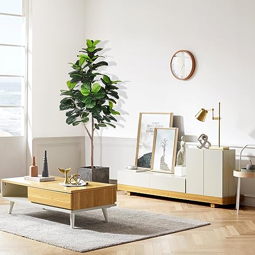 LYERSE Artificial Fiddle Leaf Fig Tree - 6.5ft Faux Ficus Lyrata Plant with 108 Fiddle Leaves Fake Fig Silk Tree in Pot Artificial Tree for Indoor Outdoor Home Office Perfect Housewarming - size: 6ft 6in