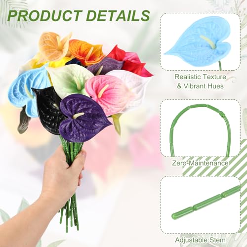 uxcell 4Pcs 11inch Artificial Anthurium Lily Flowers, Permanent Flower Bouquet for Home Arrangements Wedding Festival Decoration Crafts Store Decor Accessories, Sky Blue - color: Sky Blue
