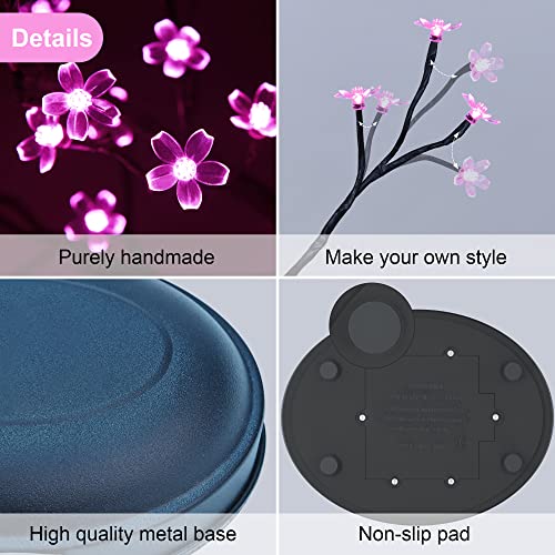 Lighted Cherry Blossom Tree Lamp 18IN Tree Lights with 36 LED, Japanese Cherry Blossom Decor for Indoor and Outdoor, Adapter Plug in/ Battery Powered Tabletop Lamp, UL Listed, Pink White