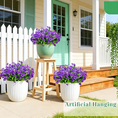 Artificial Flowers 12 Bundles, Faux Daisy and Eucalyptus Greenery Stems for Outdoor Indoor Decor - Fake Plants for Home, Garden, Patio, Porch Decoration - color: Purple