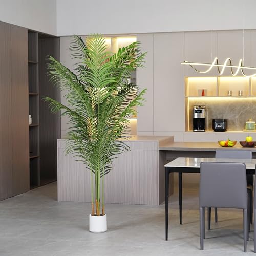 Faux Palm Tree 6.6Ft Tall Artificial Plants Indoor Silk Green Floor Big Large Fake Potted Plant Artificial Decor for Home Office Living Room Outdoor