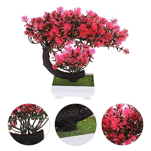 GANAZONO Simulated Green Potted Plants Lifelike Artificial Bonsai Decor for Home Office Shop Easy Care Faux Greenery for Vibrant Indoor Decoration - color: Pink