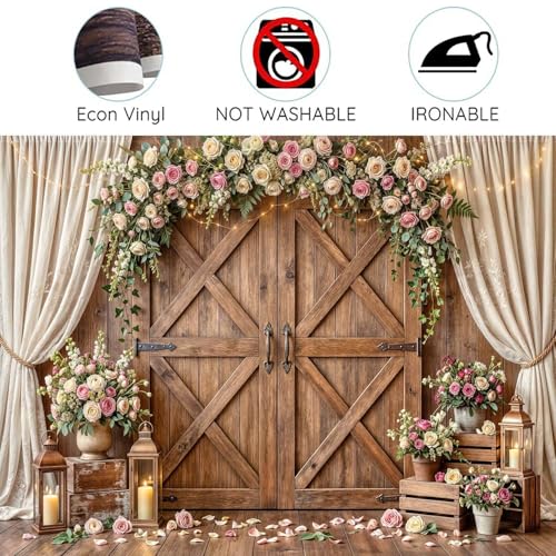 5x3ft Wedding Backdrop Rustic Floral Flower Wooden Wall Backdrop Bridal Baby Shower Ceremony Photography Background Shabby Chic Countryside Western Anniversary Wedding Party Birthday Photo Prop - color: Multi91, size: 5X3FT