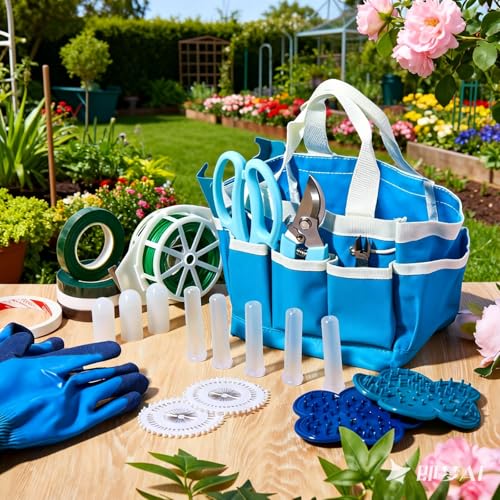 207 Pcs Flower Arrangement Supplies Florist Garden Tool Gift Kit for Women Include Blue Tool Bag Thorn Remover Rose Stripper Outdoor Hand Tools Stem Pruning Shear Gloves Stem Wire Etc Wedding DIY Kit - color: Blue