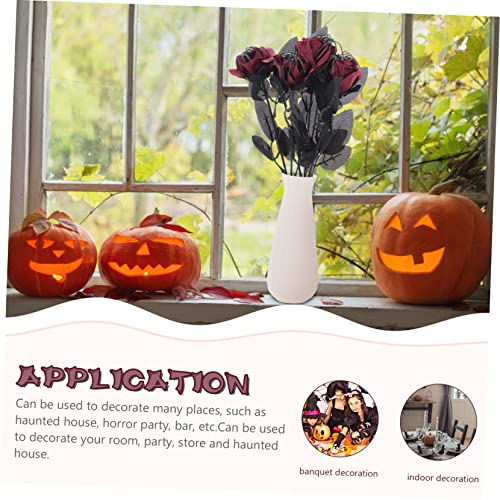 Cabilock 5Pcs Halloween Rose Decor with Realistic Spider Artificial Flowers Indoor Party Decoration for Haunted House Bar Garden Reusable Polyester Material