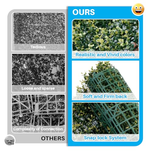 Patio Paradise Artificial Greenery Grass Wall Panels, 20"x20" (6pc) Faux Grass Boxwood Backdrop Fake Ivy Privacy Screen Green Hedge for Indoor Outdoor Décor, Beige Buxus - color: Beige Buxus, size: 20"x20"