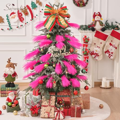 Serwalin Bright Hot Pink Pampas Grass Decor, 17.7 Inch 6Pcs Faux Pampas Grass, Artificial Pampas Grass for Wedding Table Centerpieces Decoration - color: A Bright Hot Pink, size: 17 Inch 6 Pcs