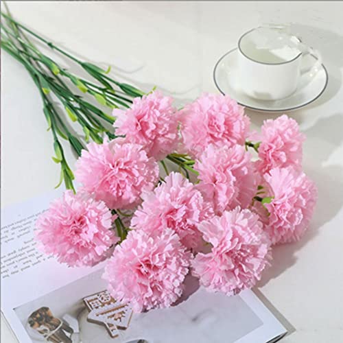 18inch Artificial Flowers 10pcs Carnations Flowers Silk Hydrangea Bridal Wedding Bouquet for Home Garden Party Office Coffee House Decorations (Pink)arden Party Office Coffee House Decorations (Pink) - color: Pink
