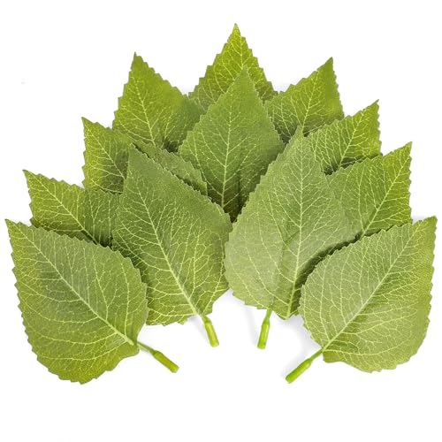 100 Pcs Artificial Leaves for Crafts, Green Sunflower Fake Leaves, 3.7×2.1 Inch Fake Sunflower Leafs Greenery Leave for DIY Wedding Christmas Bouquet Wreaths Decor