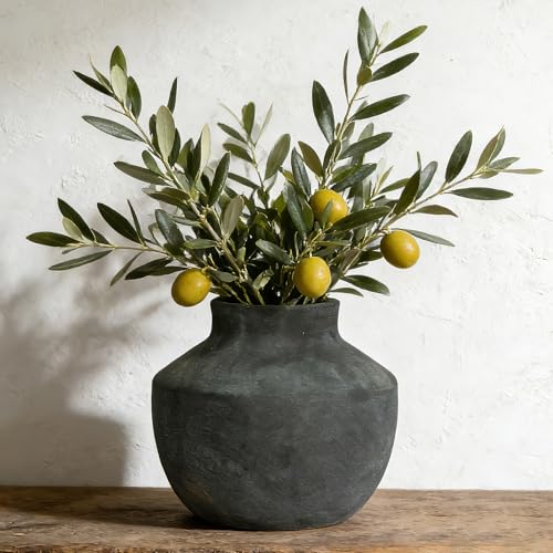 Ceramic Decorative Flower Vase, 5.5 Inch Pottery Farmhouse Boho Vase Rustic Vase for Home Decor, Table, Living Room, Bathroom, Shelf, Mantel Decoration, Wedding, Black - color: 5.5"h-black