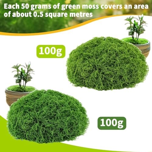 Fake Moss for Plants Indoor, 7OZ Value Pack - Artificial Grass for Crafts, Floral Arrangements & Potted Plants, Natural Moss Alternative for Terrariums (Dark Green+Light Green)