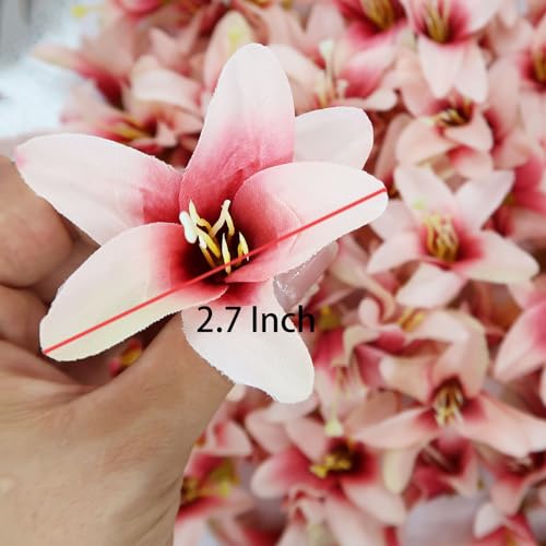 20 Pcs Artificial Lily Flower Head, Brown | Fake Flowers Heads, Simulation Small Lily, DIY Handmade, Wedding Photography Party Home Decoration - color: Brown