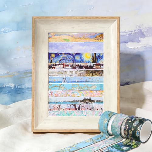 24 Rolls Landscape Washi Tape Set in Oil Painting Style Van Gogh Masking Tapes, Watercolor Scenery Decorative Tapes for DIY Art Crafts Scrapbook Journals Planners Gift Wrapping - color: W