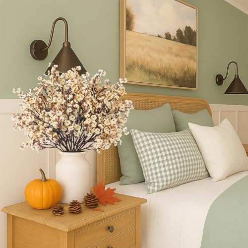 Uieke 15 Pcs Artificial Flowers Baby Breath Faux Champagne Artificial Gypsophila Bouquet Fake Silk Flowers Real Touch for Home Office Kitchen Wedding Wall DIY Room Farmhouse Décor - color: Champagne, size: 15PCS