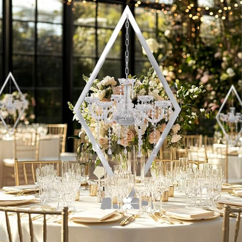 European Romantic Diamond Candle Holder, Metal Creative Wedding Table Decor for Western Food, Party, and Wedding Props (Silver, 4PCS) - color: Silver, size: 4PCS