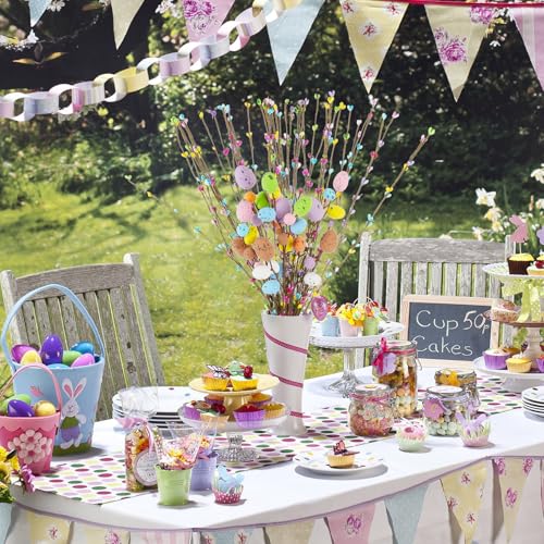 Draupnir 48PCS Artificial Easter Spray Vine, Pastel Easter Eggs and Berries, Easter Egg Twig Branches, Easter Egg Branches for Easter Home Decoration and Flower Arrangement