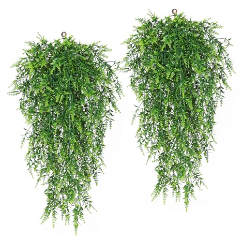RECUTMS Artificial Green Hanging Lavender Plants, 4Packs 29 Inches Ivy | UV Resistant Plastic, Trailing Greenery Garland for Home Room Garden Wedding Front Porch Patio Farmhouse Indoor Outdoor Decor - color: Green