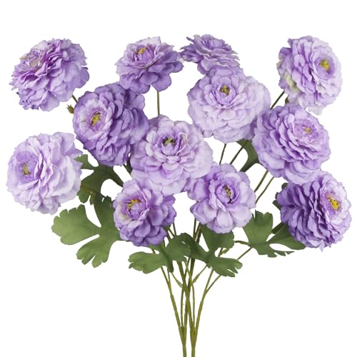 2 Pcs Artificial Flowers Spring Summer Purple Zinnia Silk Flowers with Long Stems Zinnia Elegans Artificial Flowers for Outdoors Floral Arrangements Table Centerpieces Wedding Party Home Decor - color: Purple