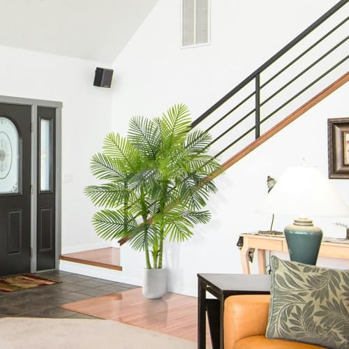 Warmplants Artificial Palm Tree, 6ft Golden Cane Fake Palm Plant with Basket, Large Phoenix Palm UV Resistant Faux Plants for Indoor Outdoor Home Garden Patio Office Décor - color: Palm, size: 6ft