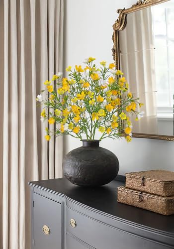 5PCS Wildflowers Artificial Flowers 18 inch Silk Spring Flowers Summer Flower Bouquet for Home Wedding Party Table Centerpieces Floral Arrangements, Yellow - color: Yellow