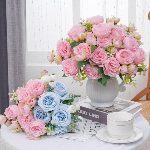 MARTINE MALL 4 Packs Peonies Artificial Flowers, Light Pink Artificial Peonies, Silk Peonies Flowers Fake Peonies Artificial Flowers Peonies Bouquet for Centerpiece Table Wedding Party Home Decor - color: Light Pink, size: 4PCS