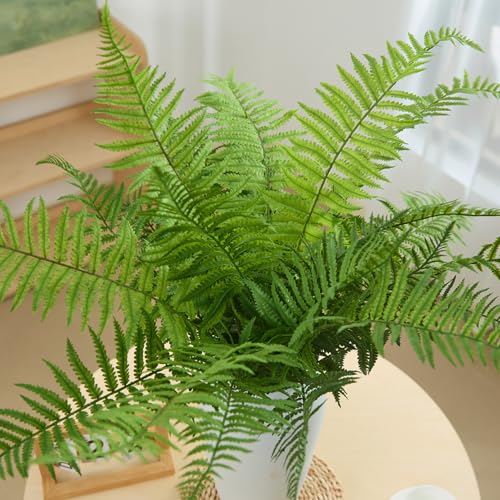 30" Fake Ferns Plants with 24 Fronds Faux Boston Fern Realistic Artificial Greenery Stems for Vase Home Decor Indoor 2Pcs