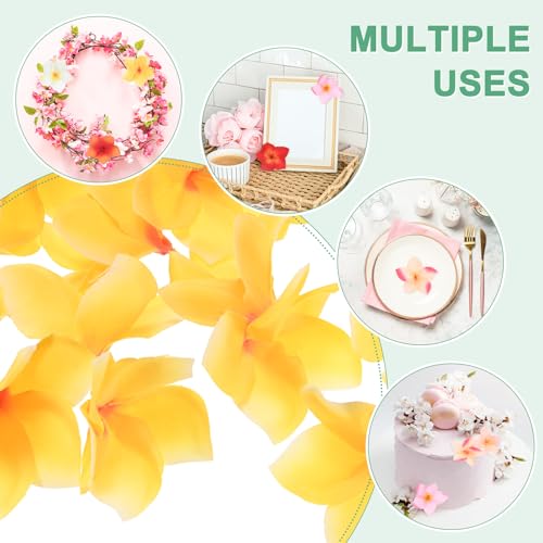 M METERXITY 10-Pack Artificial Plumeria Flowers, Fake Silk Heads Flower Hawaiian Plumeria Petal for DIY Crafts/Dress/Wedding/Party Decoration [Yellow, 3.9"/ 10cm] - color: Yellow