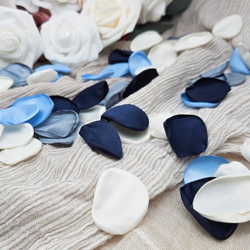 ZOOYOO 200Pcs Silk Rose Flower Petals for Valentaine's Day,Wedding Flower Gril Basket,Aisle Scatter,Table Centerpieces,Romantic Night Decoration,3.5cm Each(Blue Series - color: Blue