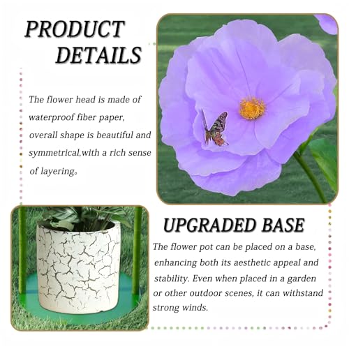 5.8 Ft Giant Artificial Flowers,Large Paper Flower,Huge Poppy Flowers Decoration for Wedding,Hotel,Office,Window Display and Home Farmhouse Decor(Purple) - color: Purple