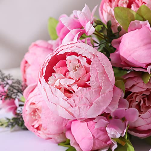 Duovlo Springs Flowers Artificial Silk Peony Bouquets Wedding Home Decoration,Pack of 1 (Spring Light Pink) - color: Spring Light Pink