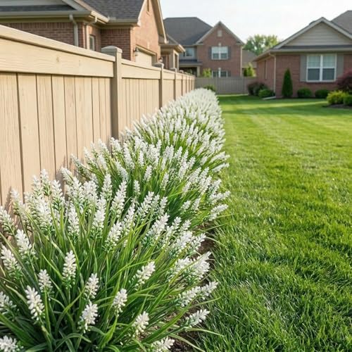 Rowfad 22 Pcs Artificial Outdoor Flowers Fake Outdoor Plants Monkey Grass with Red Flowers for Pot Decor for Window Garden Patio Hanging Planter Pathway Front Porch (22, White) - color: White