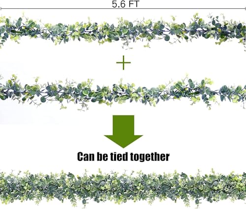 Sggvecsy Artificial Eucalyptus Garland 2 Pack Fake Eucalyptus Greenery Garland Faux Hanging Plants Artificial Vines, 6 Feet/Strand for Wedding Backdrop Arch Wall Table Party Outdoor Festival Decor - size: 2 Pack