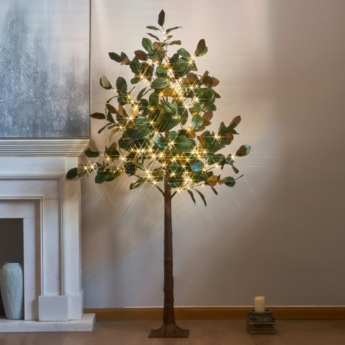 Hairui Lighted Magnolia Tree 6FT 280 LED Fairy Lights, Faux Plant Tree with Lights for Home Holiday Spring Decoration - style: 6FT-Magnolia Tree