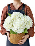 JINWOE 4PCS White/Cream Hydrangea Artificial Flowers, 21" Lifelike Latex Silk Real Touch Faux Hydrangea Flowers, Artificial Hydrangeas Bouquet for Wedding Centerpieces Tables Party Home - color: White