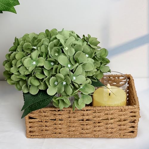 Flower Table Centerpieces - Set of 6 Floral Arrangement Artificial Wedding Hydrangeas Floral Arrangement with Rustic Metal Vase for Bridal Tea Party Event Decorations - Sage Green - color: Sage Green
