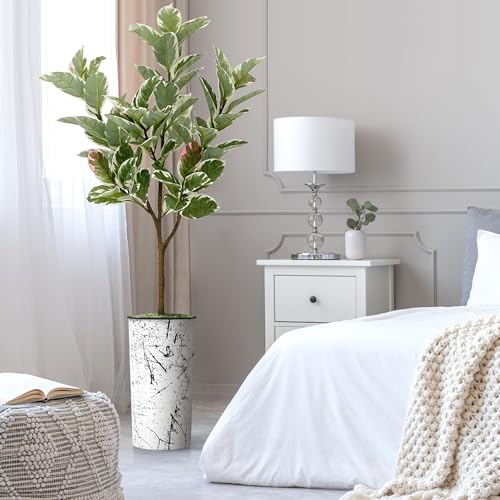 Artificial Tree in Abstract Ink Planter, Fake Rubber Silk Tree for Indoor and Outdoor Home Decoration - 70" Overall Tall (Plant Pot Plus Tree) - style: Rubber