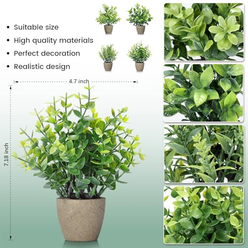 FAVOWREATH 2 Pack Fake Plants Ceramic Mini Artificial Greenery Potted Plants for Home Decor Office Decor Room Decor Farmhouse Decor Indoor Table Bathroom Decor - color: 2 Grey