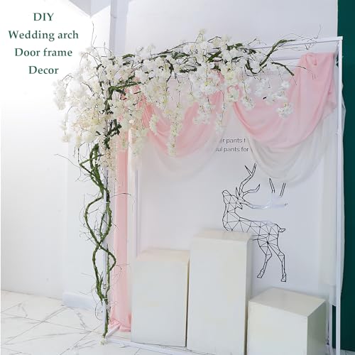 118 inch Small Green Artificial Tree Branches Grapevine Garland Ivy Willow Vines Plants Fake Cherry Blossom Tree Trunk Twigs for Wall Hanging Forest Room Home Wedding New Year Decoration - size: Small