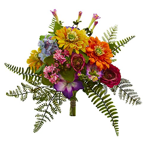 Nearly Natural 13in. Mixed Flowers Artificial Bush (Set of 2)