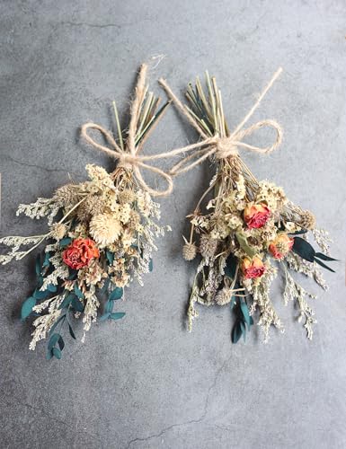 xin's convey Mini Dried Flower Bouquet (Pack of 6), Rose Bouquets, Party Favours, Bohemian Plate Decoration, Birthday Cake Dried Flower Gift Box Companion, Photography Props (Rose) - color: Rose