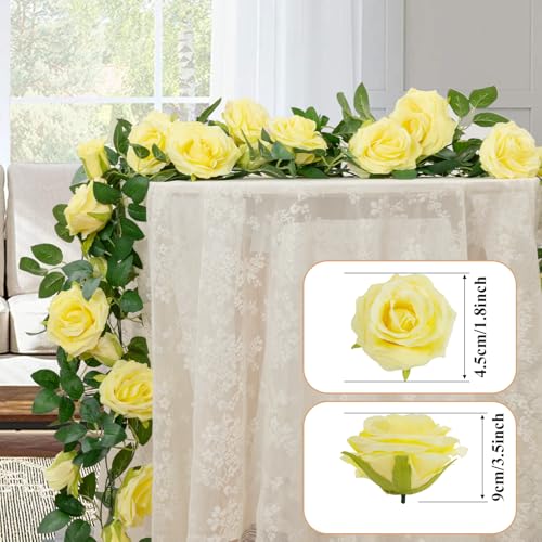 U'Artlines 3 Pack Artificial Yellow Rose Vines Floral Garlands Total 19.5 Ft Fake Vine Silk Flower Garland for Indoor Outdoor Home Wedding Arch Garden Wall Decoration - color: Yellow, size: Set of 3