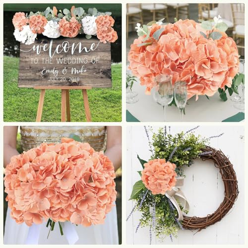 AVIVIHO 65pcs Fake Flowers Terracotta Hydrangea Artificial Flowers Bulk (Not Squished, No Steaming Need) Silk Flowers with Stems for Wedding Decor,Home,Baby Shower,Table Centerpieces Decoration - color: Terracotta, size: Medium