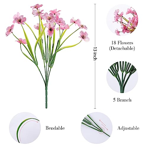 AGIRL 24 Bundles Artificial Flowers for Outdoor,No Fade Fake Plastic Flowers Faux Plants for Decoration Hanging Planters Indoor Outside Garden Porch Window Box Home Wedding Farmhouse - color: Pink, size: 24