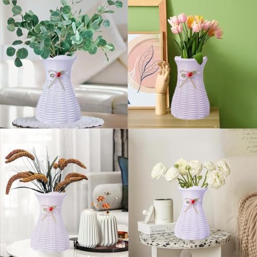 Flower Vase Basket Plastic Woven Rattan Vases Minimalist Modern Art Decorative Vase Flower Arrangement Container for Home Decor Table Wedding