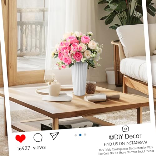 Geosar 8 Bundles Artificial Peonies Flowers Fake Silk Peony Bouquet Faux Peonies Flowers Bulk for Decoration Vase Floral Arrangements Wedding Party Table (Pink,Champagne) - color: Pink, Champagne