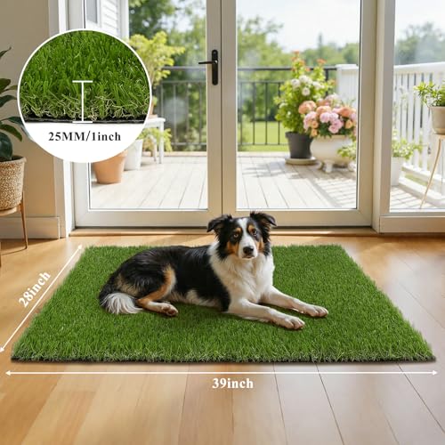 HEBE Artificial Grass Turf Mat 28"x39", Fake Grass Pee Pad for Potty Training,Washable Reusable Turf Carpet Dog Grass Patch for Dogs Potty, Lawn, Balcony, Indoor Outdoor - size: 28''x39''