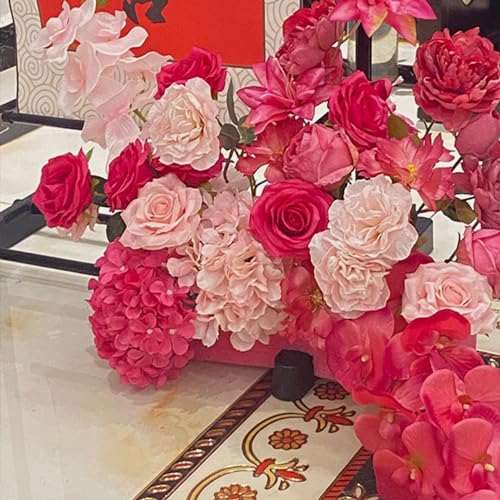 FagusHome Silk Hydrangea Heads 36 Pcs Artificial Flowers Heads and 3 Dozens Stems Fake Hydrangea Flowers with Stems for Home Wedding Decor (Deep Rose) - color: Deep Rose